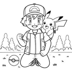 Ash a Pikachu Omalovánka