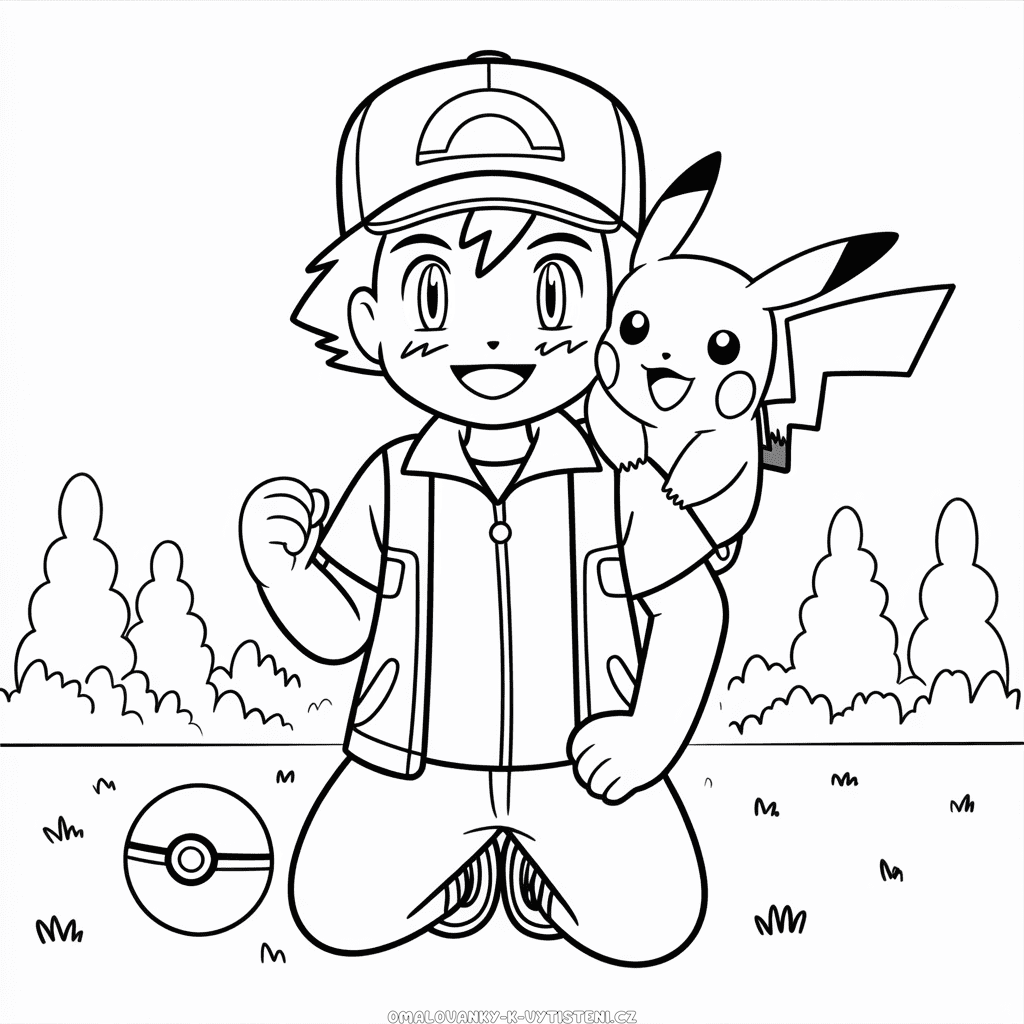 Ash a Pikachu Omalovánka