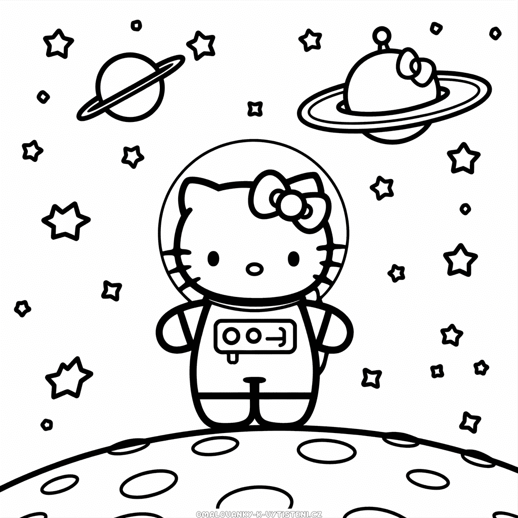 Astronaut Hello Kitty Omalovánka