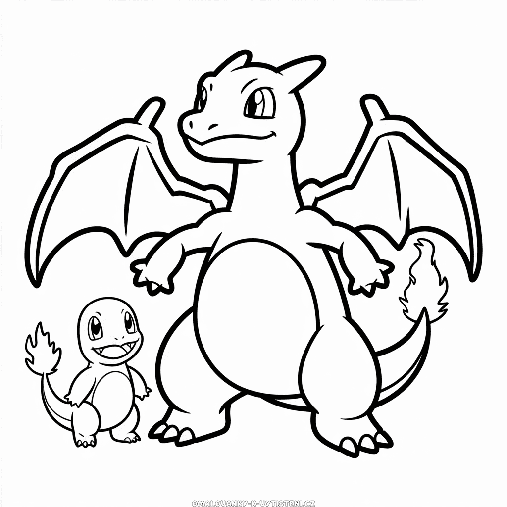 Charizard a Charmander Omalovánka