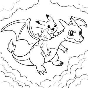 Charizard a Pikachu Omalovánka
