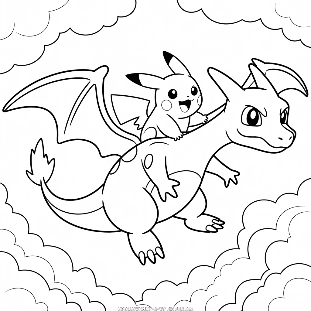 Charizard a Pikachu Omalovánka