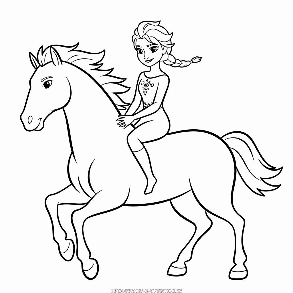 Elsa a kůň Omalovánka