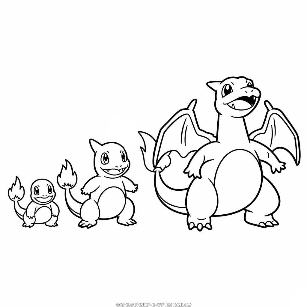 Evoluce Charizarda Omalovánka