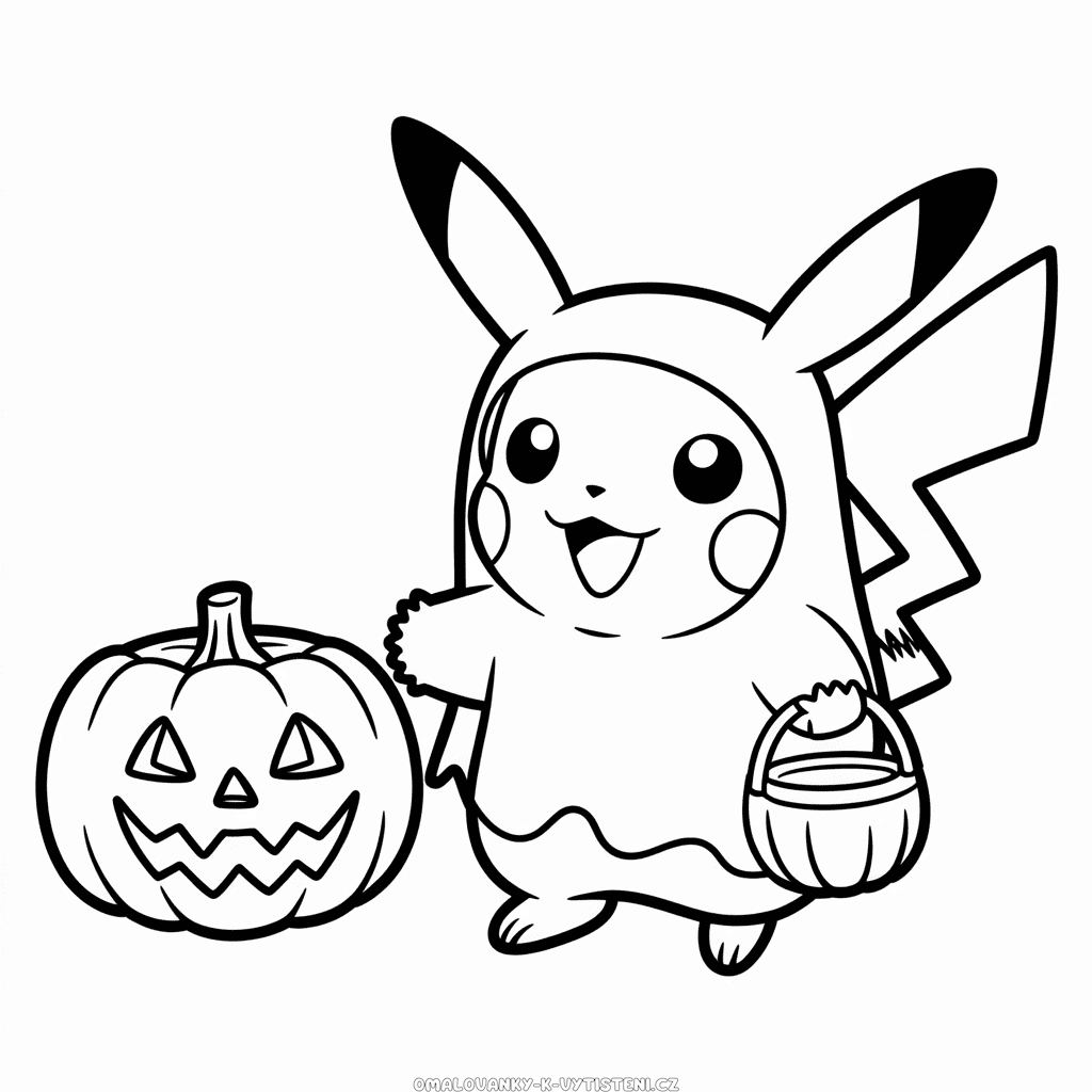 Halloween Pikachu Omalovánka