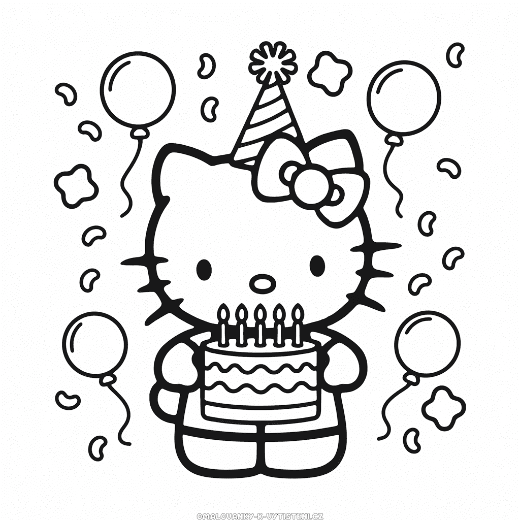 Hello Kitty Oslavuje Narozeniny Omalovánka