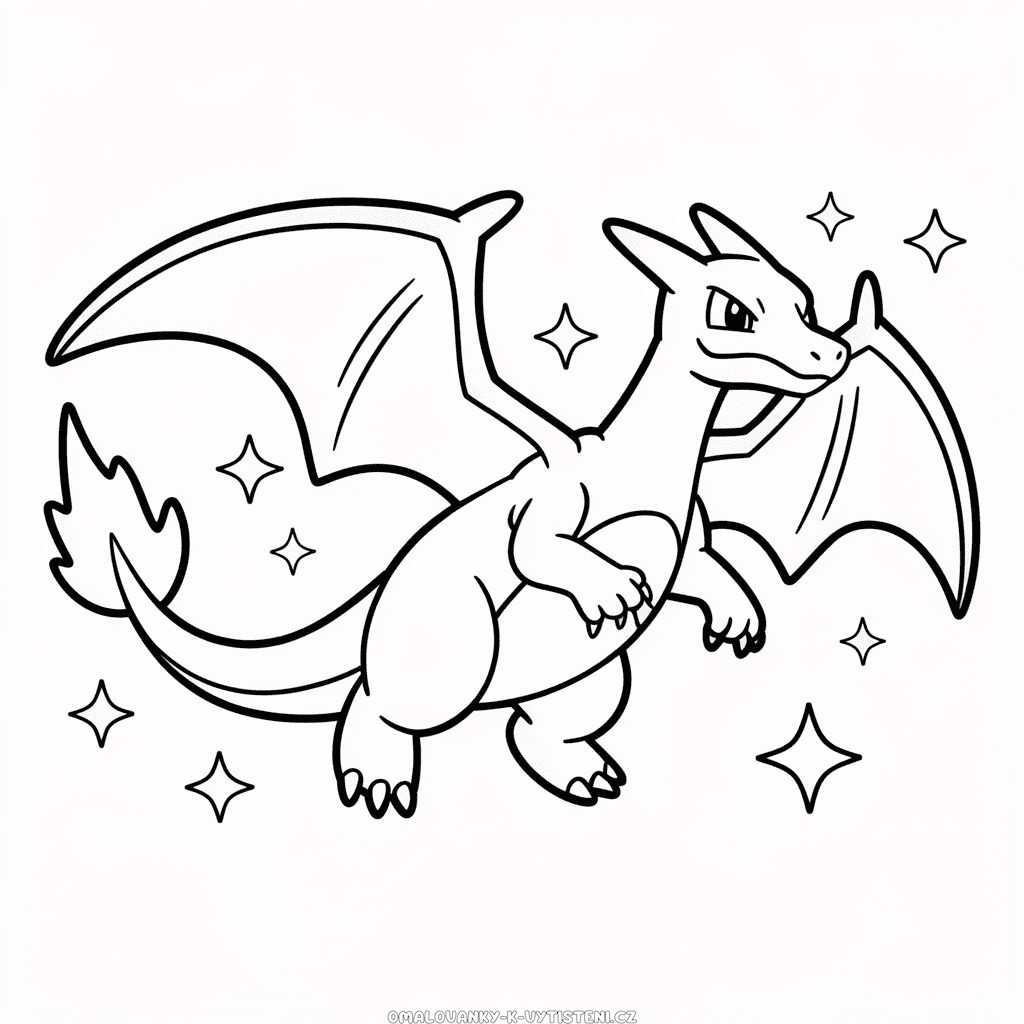 Modrý Charizard Omalovánka