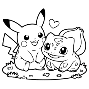 Pikachu a Bulbasaur Omalovánka