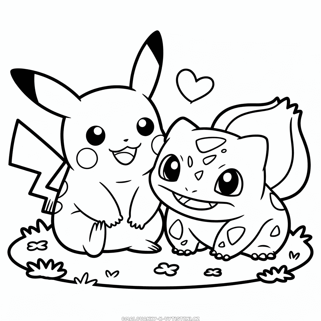 Pikachu a Bulbasaur Omalovánka