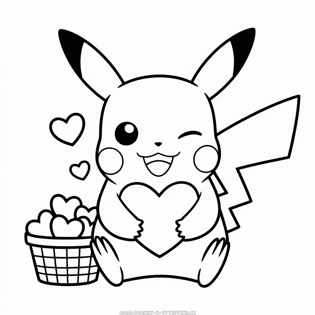Pikachu a Srdce Omalovánka
