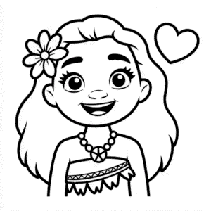 Roztomilá Vaiana Omalovánka