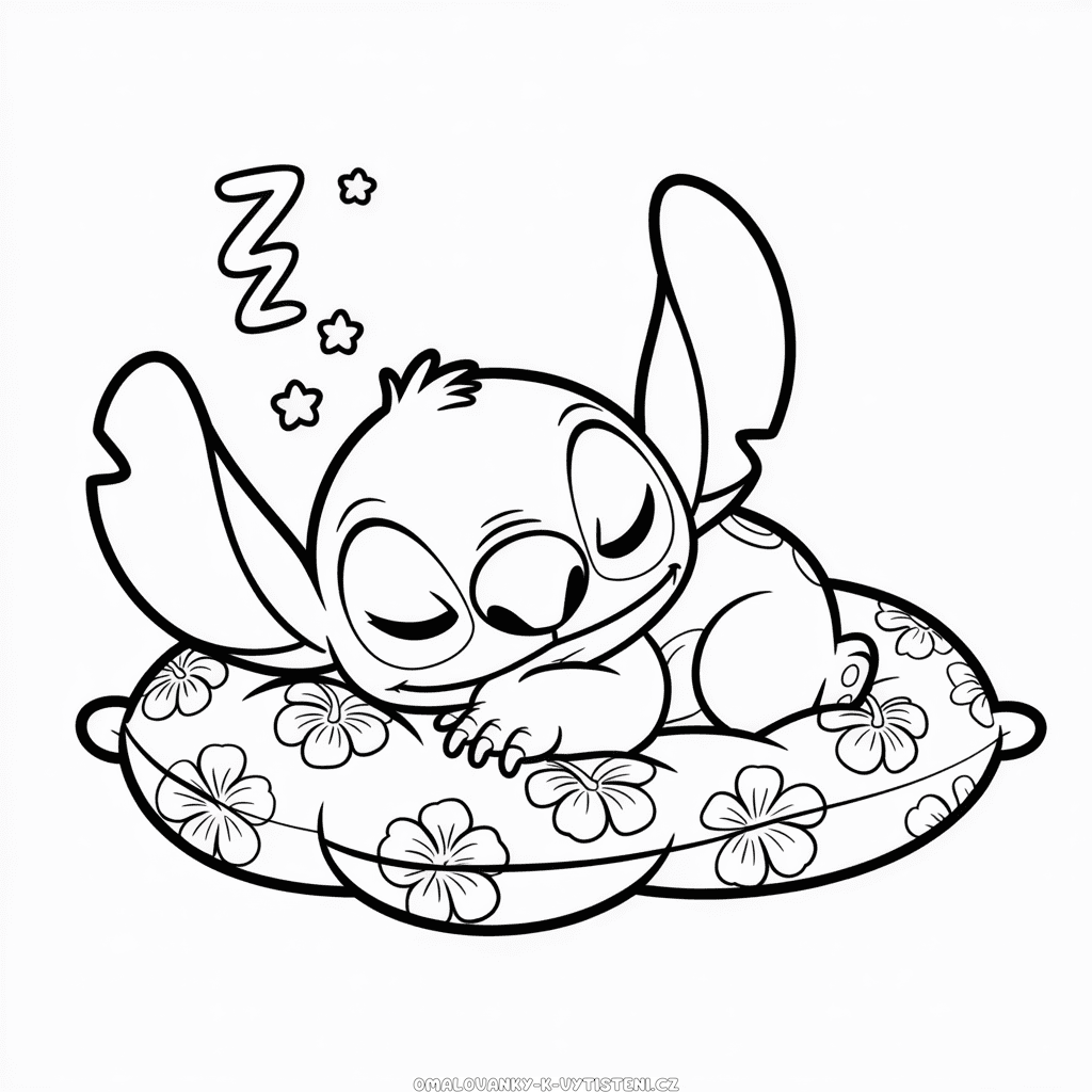 Spící Stitch Omalovánka