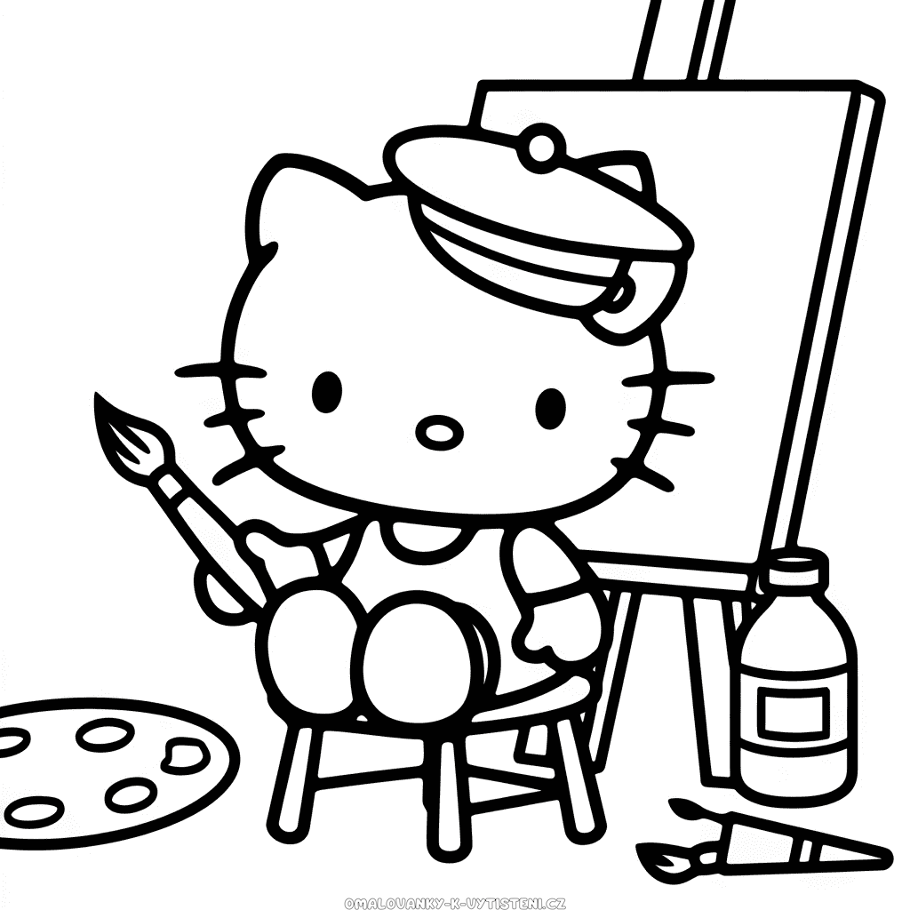 Umělec Hello Kitty Omalovánka
