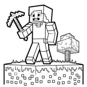 Černobílý Minecraft Omalovánka