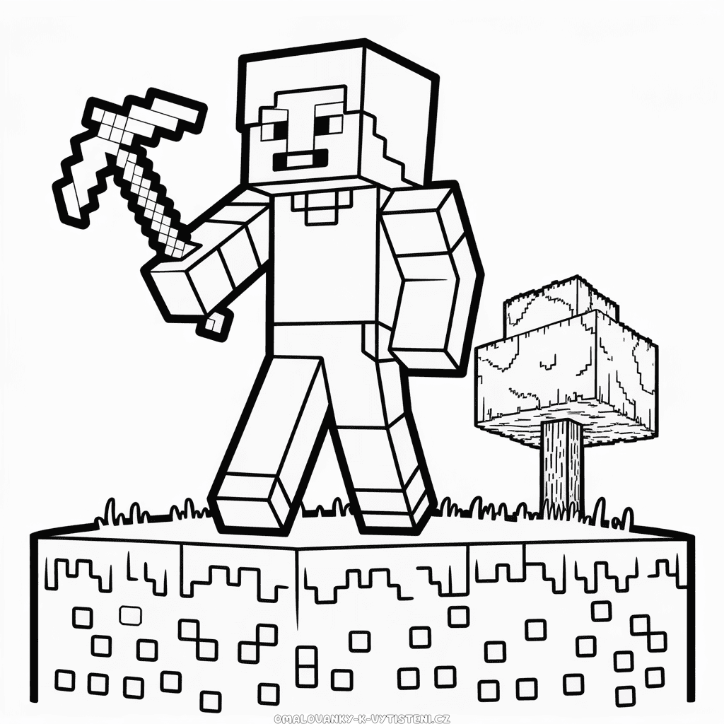 Černobílý Minecraft Omalovánka