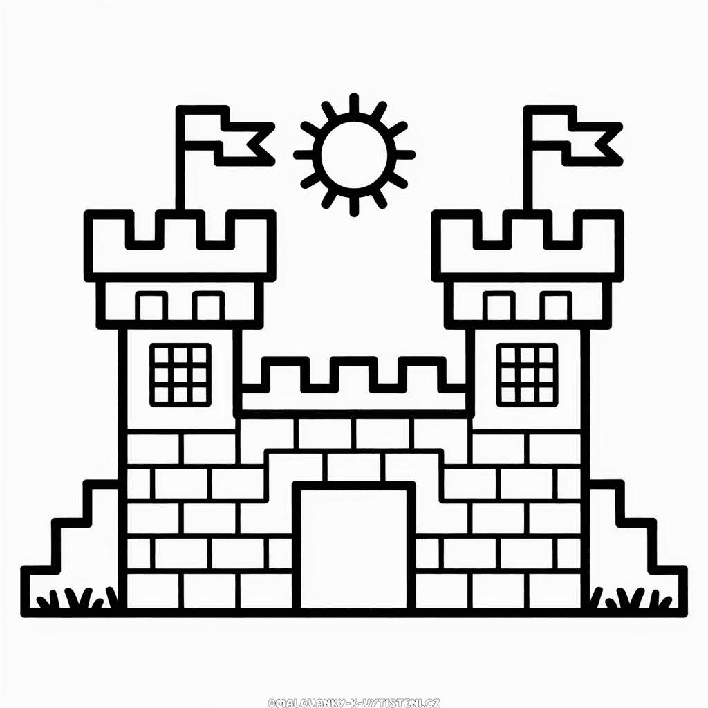 Hrad v Minecraftu Omalovánka