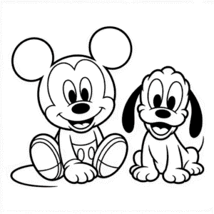 Miminko Mickey a Pluto Omalovánka