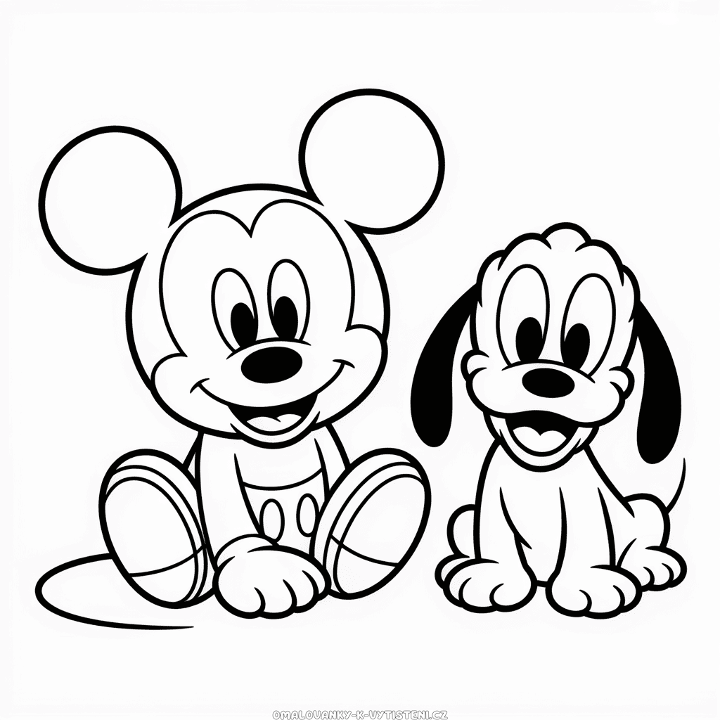 Miminko Mickey a Pluto Omalovánka