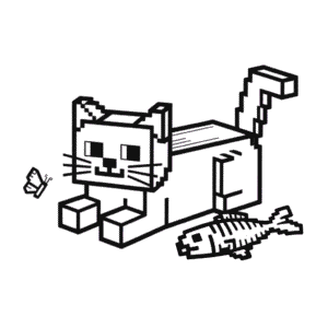 Minecraft Kočka Omalovánka