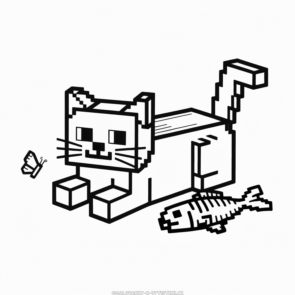 Minecraft Kočka Omalovánka