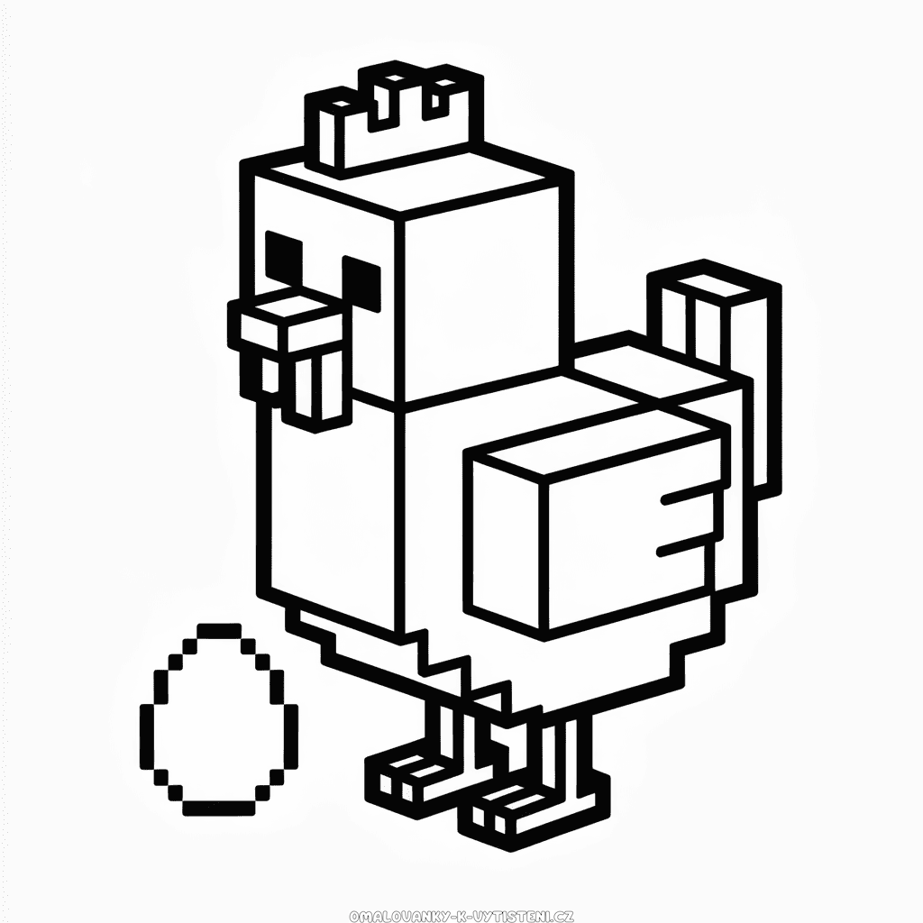 Minecraft Kuře Omalovánka
