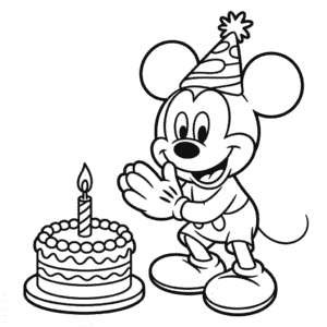 Myšák Mickey a narozeninový dort Omalovánka