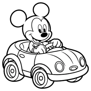 Myšák Mickey v autě Omalovánka