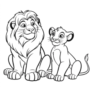 Simba a Nala z Lvího Krále Omalovánka
