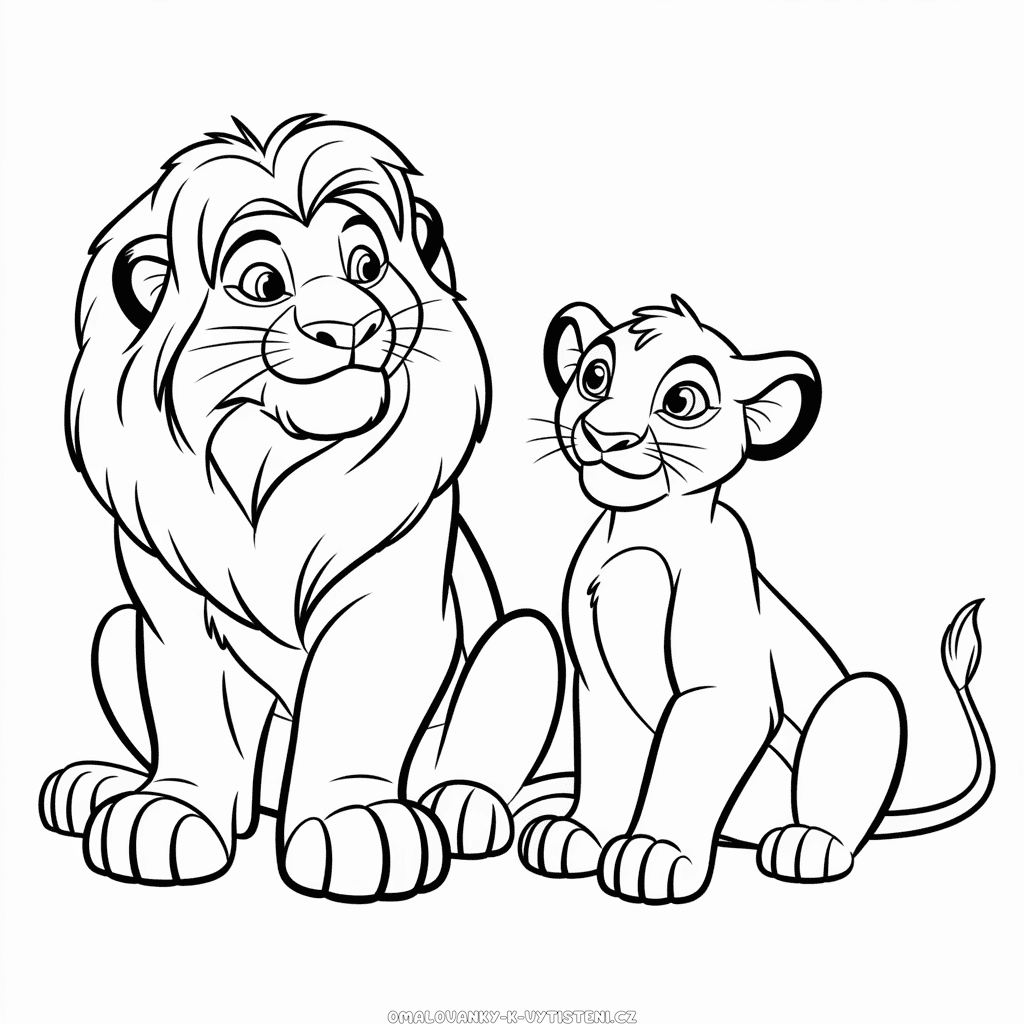 Simba a Nala z Lvího Krále Omalovánka
