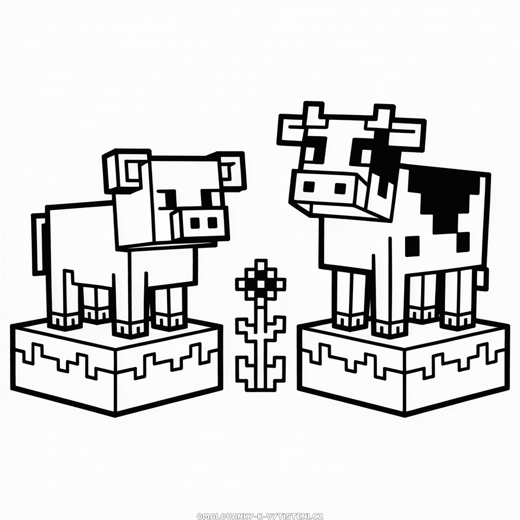 Zvířata v Minecraftu Omalovánka