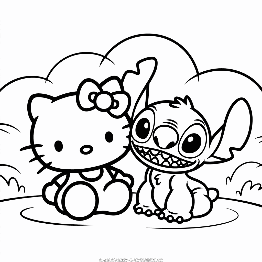 Ahoj Kitty a Stitch Omalovánka