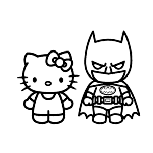 Hello Kitty a Batman Omalovánka