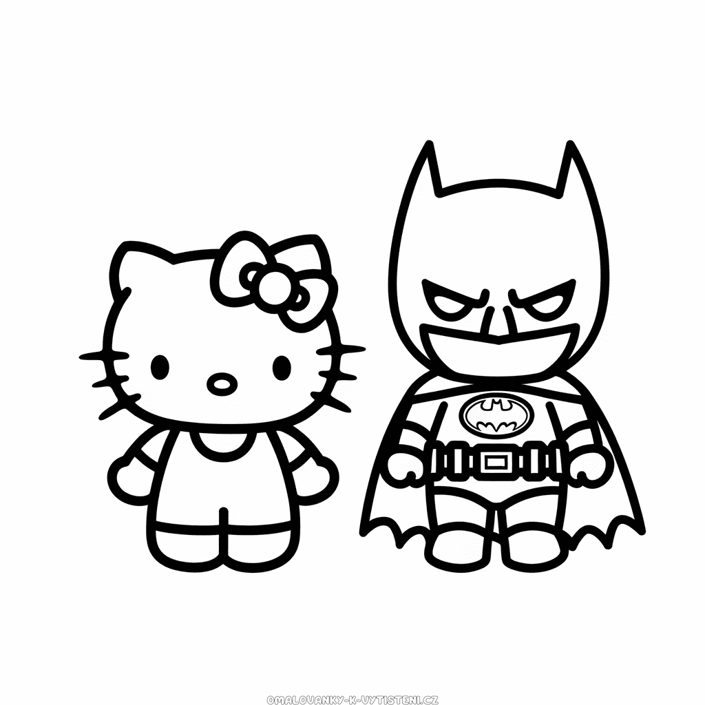 Hello Kitty a Batman Omalovánka