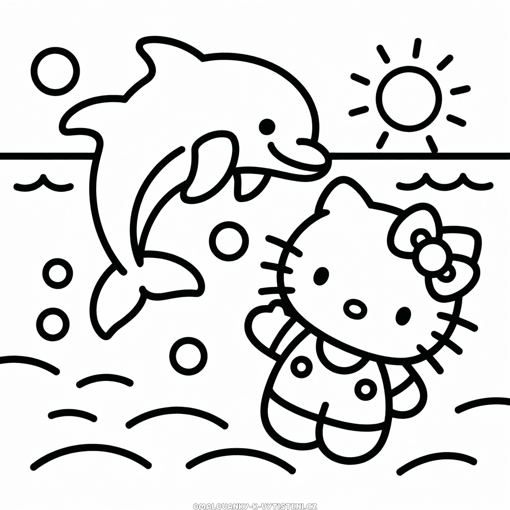 Hello Kitty a Delfín Omalovánka