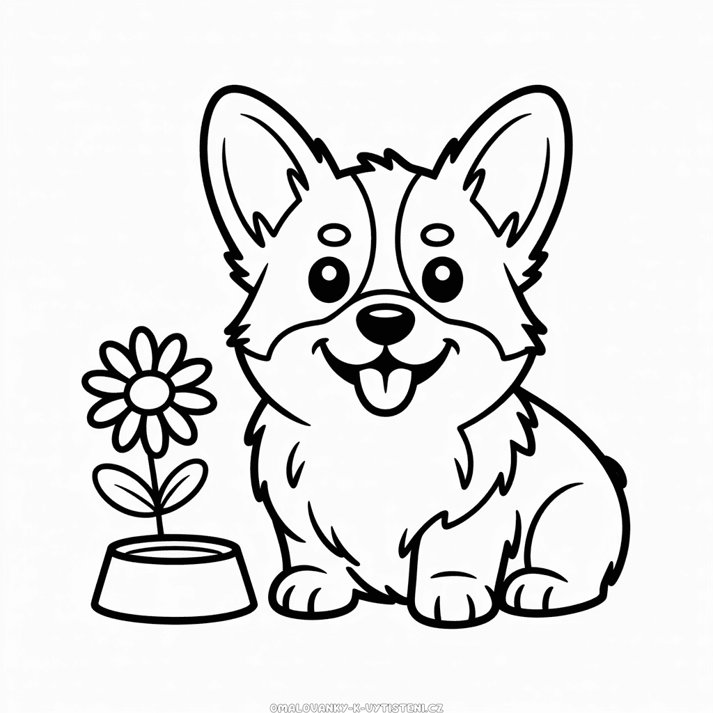 Pes Corgi Omalovánka