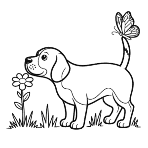 Pes plemene Beagle Omalovánka