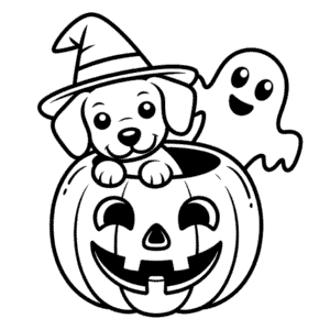 Roztomilý halloweenský pes Omalovánka