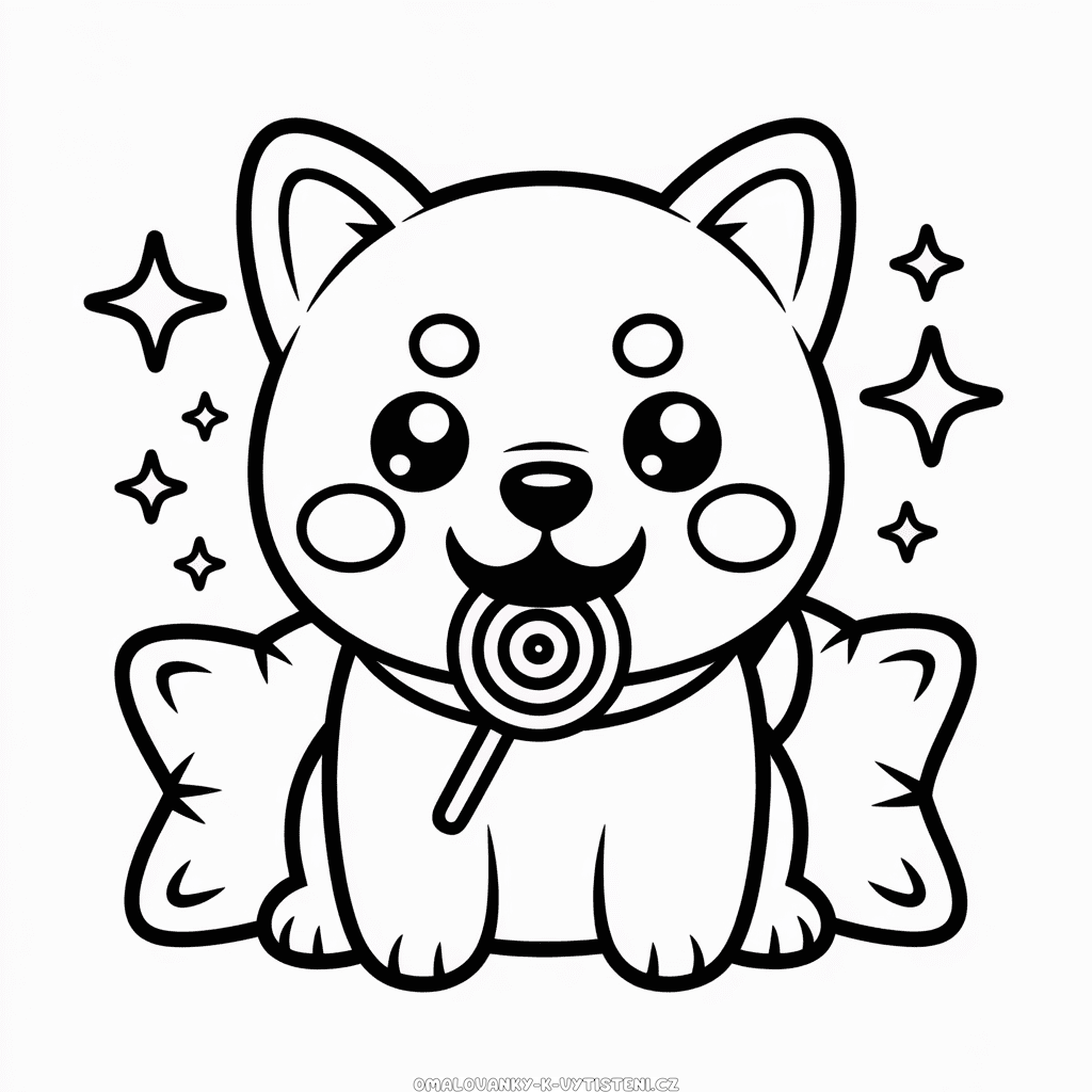 Roztomilý Kawaii Pes Omalovánka