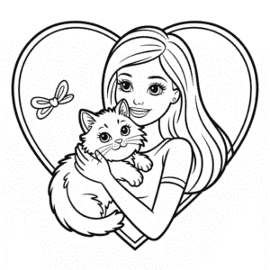 Barbie s kočkou Omalovánka