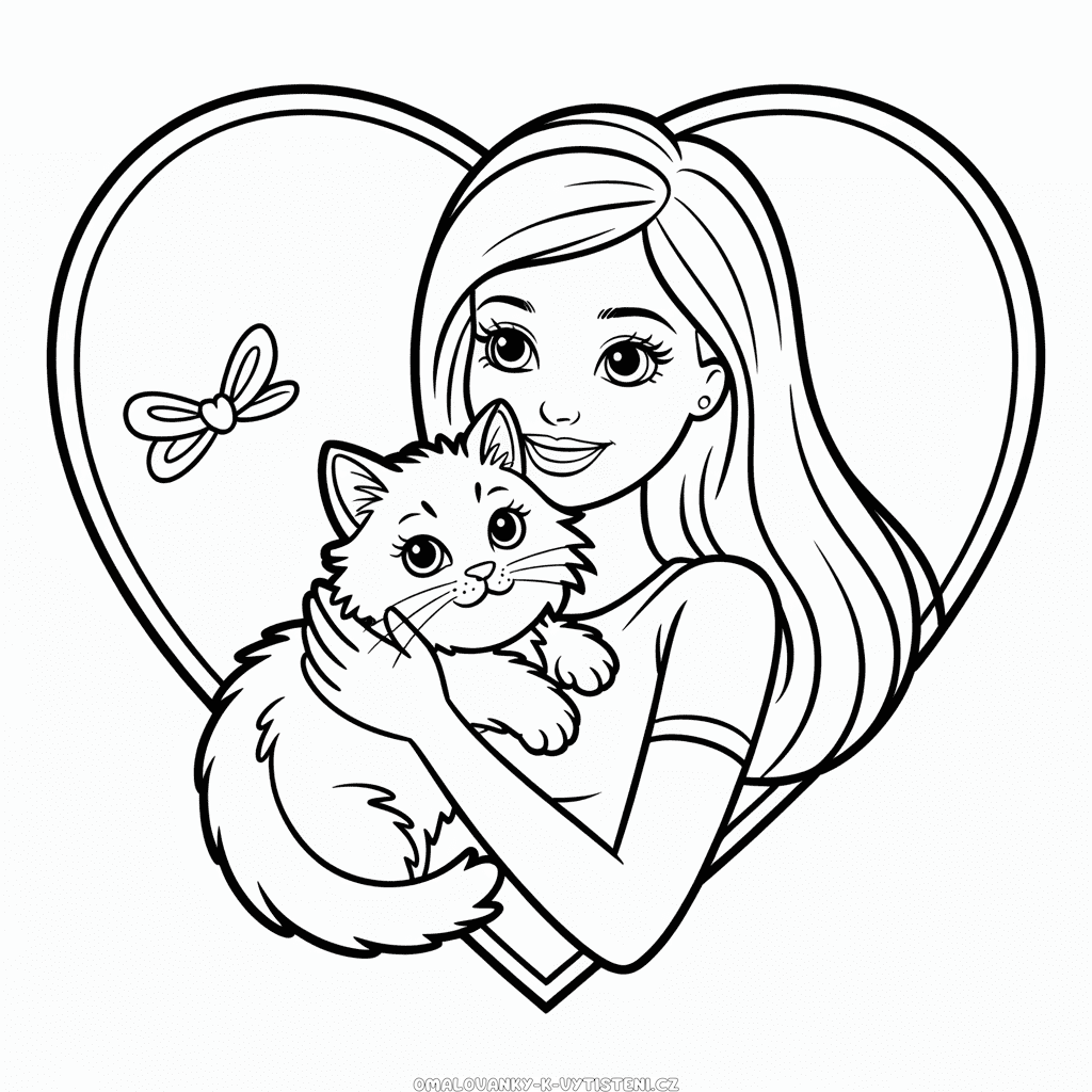 Barbie s kočkou Omalovánka
