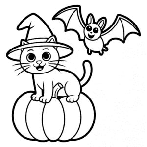 Halloween Kočka Omalovánka
