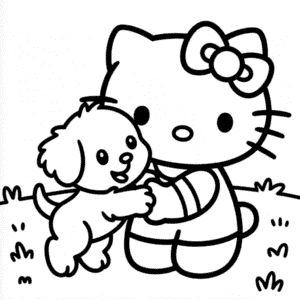 Hello Kitty s štěňátkem Omalovánka