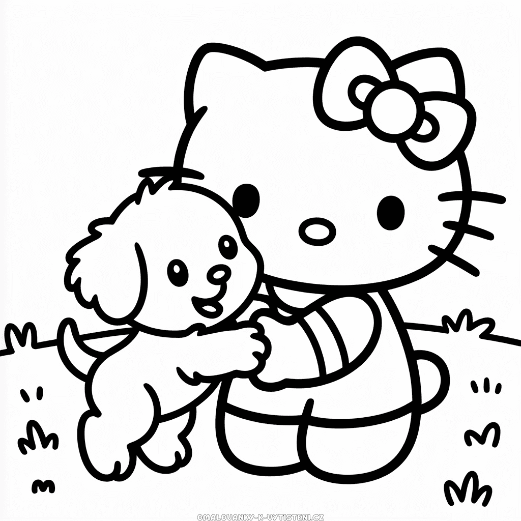 Hello Kitty s štěňátkem Omalovánka