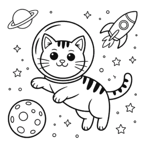 Kočka astronautka Omalovánka