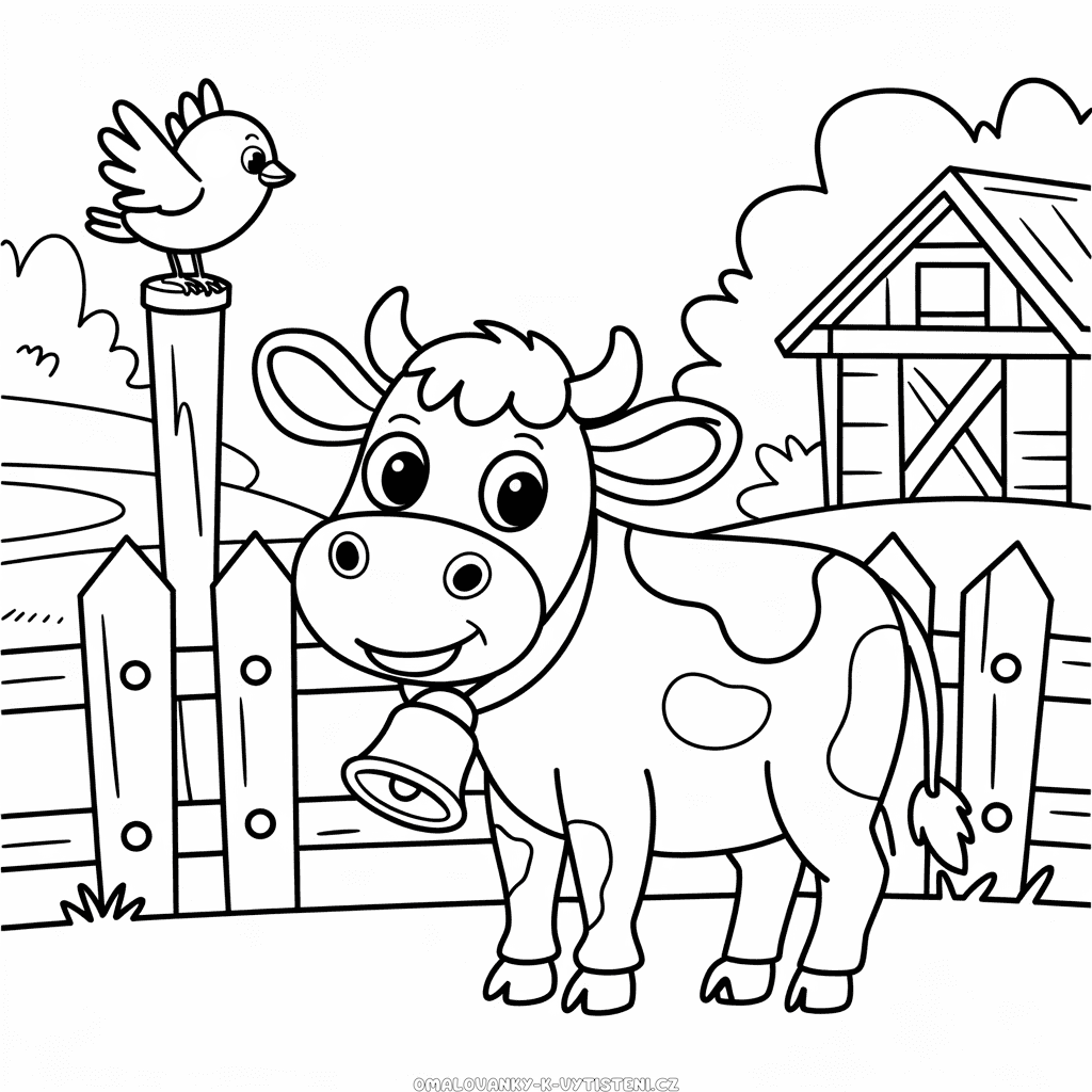 Kráva na farmě Omalovánka