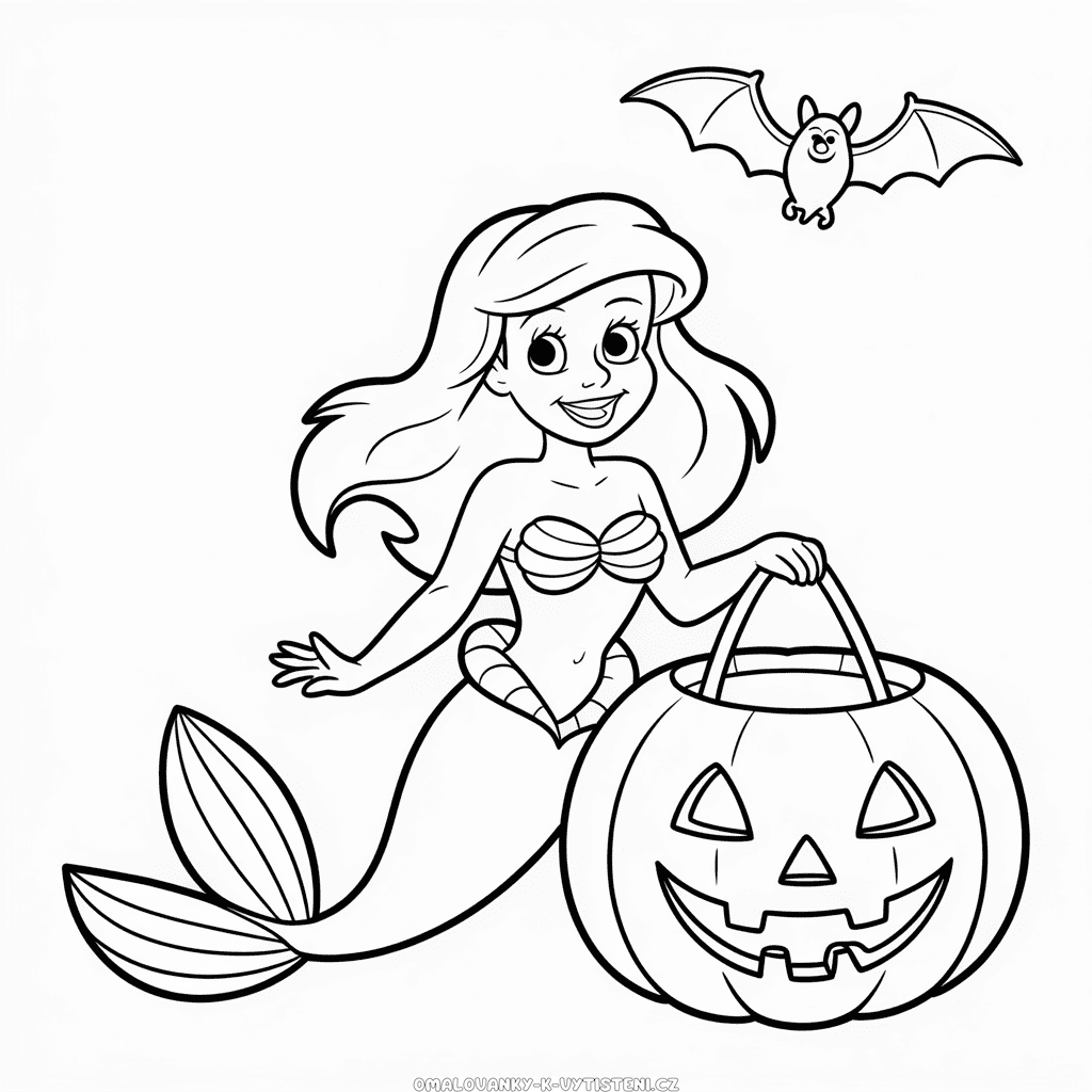 Ariel Halloween Omalovánka
