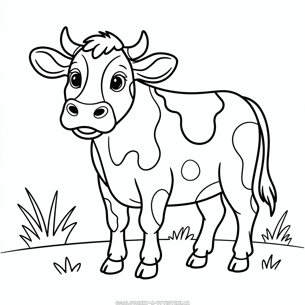 Černobílá kráva Omalovánka