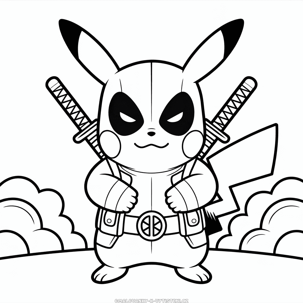 Deadpool Pikachu Omalovánka