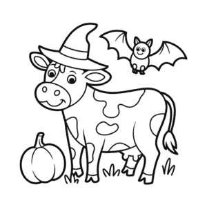 Halloweenská kráva Omalovánka