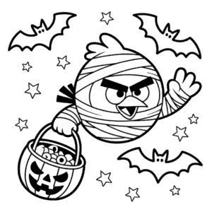 Halloweenský Rozzlobený Pták Omalovánka